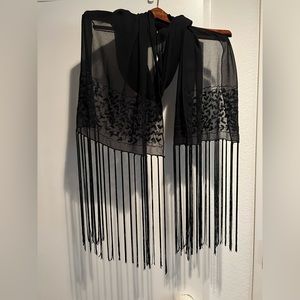 Vintage black wrap with fringe